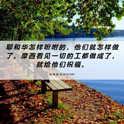 Picture 06 - 出 埃 及 记 39:43 CUVS - 耶 和 华 怎 样 吩 咐 的 ， 他 们 就 - Bible Verse Picture