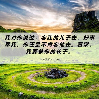 Picture 06 - 出 埃 及 记 4:23 CUVS - 我 对 你 说 过 ： 容 我 的 儿 子 去 - Bible Verse Picture
