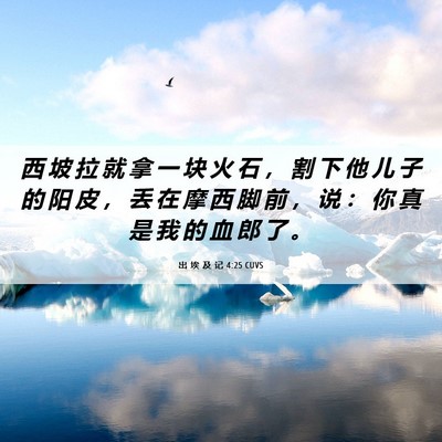 Picture 06 - 出 埃 及 记 4:25 CUVS - 西 坡 拉 就 拿 一 块 火 石 ， 割 下 - Bible Verse Picture