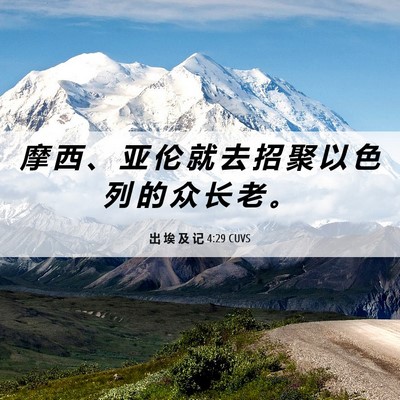 Picture 06 - 出 埃 及 记 4:29 CUVS - 摩 西 、 亚 伦 就 去 招 聚 以 色 列 - Bible Verse Picture