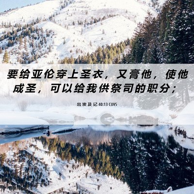 Picture 06 - 出 埃 及 记 40:13 CUVS - 要 给 亚 伦 穿 上 圣 衣 ， 又 膏 他 - Bible Verse Picture