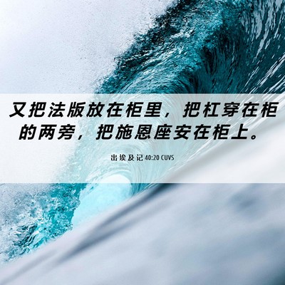 Picture 06 - 出 埃 及 记 40:20 CUVS - 又 把 法 版 放 在 柜 里 ， 把 杠 穿 - Bible Verse Picture