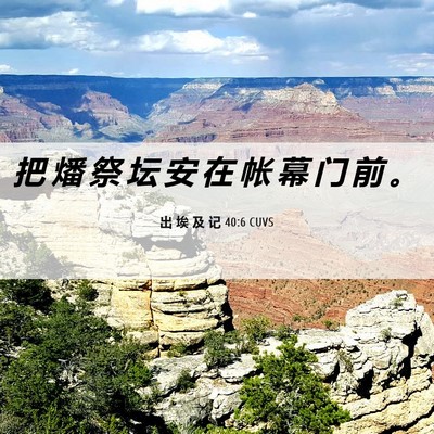 Picture 06 - 出 埃 及 记 40:6 CUVS - 把 燔 祭 坛 安 在 帐 幕 门 前 - Bible Verse Picture