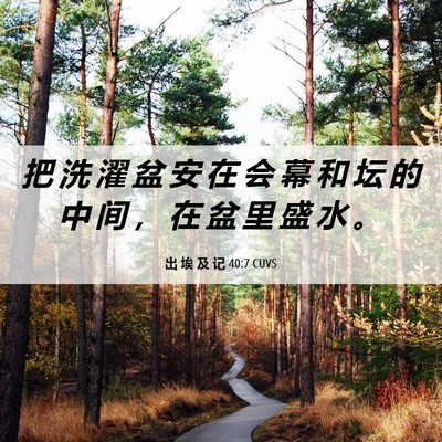 Picture 06 - 出 埃 及 记 40:7 CUVS - 把 洗 濯 盆 安 在 会 幕 和 坛 的 中 - Bible Verse Picture
