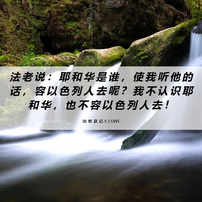 Picture 06 - 出 埃 及 记 5:2 CUVS - 法 老 说 ： 耶 和 华 是 谁 ， 使 我 - Bible Verse Picture