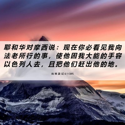 Picture 06 - 出 埃 及 记 6:1 CUVS - 耶 和 华 对 摩 西 说 ： 现 在 你 必 - Bible Verse Picture