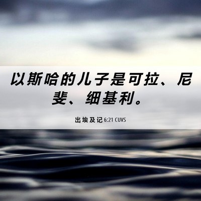 Picture 06 - 出 埃 及 记 6:21 CUVS - 以 斯 哈 的 儿 子 是 可 拉 、 尼 斐 - Bible Verse Picture