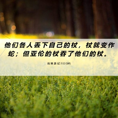 Picture 06 - 出 埃 及 记 7:12 CUVS - 他 们 各 人 丢 下 自 己 的 杖 ， 杖 - Bible Verse Picture
