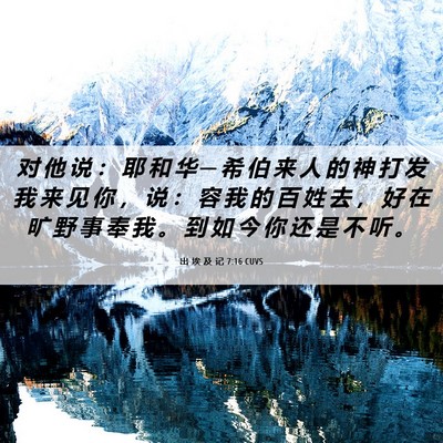 Picture 06 - 出 埃 及 记 7:16 CUVS - 对 他 说 ： 耶 和 华 ─ 希 伯 来 人 - Bible Verse Picture