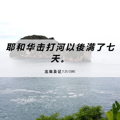 Picture 06 - 出 埃 及 记 7:25 CUVS - 耶 和 华 击 打 河 以 後 满 了 七 天 - Bible Verse Picture