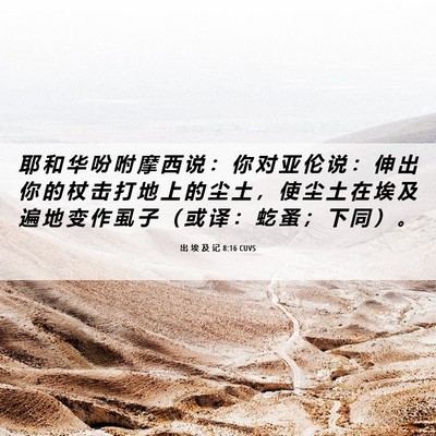 Picture 06 - 出 埃 及 记 8:16 CUVS - 耶 和 华 吩 咐 摩 西 说 ： 你 对 亚 - Bible Verse Picture
