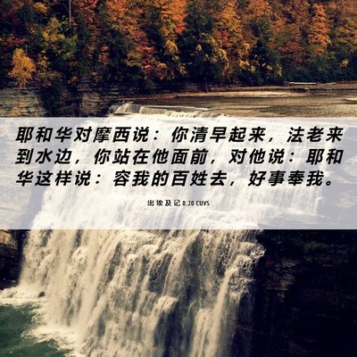 Picture 06 - 出 埃 及 记 8:20 CUVS - 耶 和 华 对 摩 西 说 ： 你 清 早 起 - Bible Verse Picture