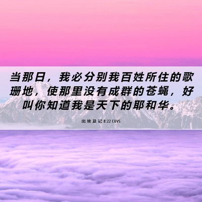 Picture 06 - 出 埃 及 记 8:22 CUVS - 当 那 日 ， 我 必 分 别 我 百 姓 所 - Bible Verse Picture