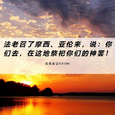 Picture 06 - 出 埃 及 记 8:25 CUVS - 法 老 召 了 摩 西 、 亚 伦 来 ， 说 - Bible Verse Picture