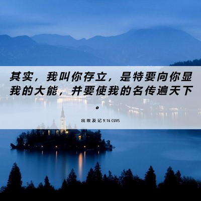 Picture 06 - 出 埃 及 记 9:16 CUVS - 其 实 ， 我 叫 你 存 立 ， 是 特 要 - Bible Verse Picture