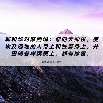 Picture 06 - 出 埃 及 记 9:22 CUVS - 耶 和 华 对 摩 西 说 ： 你 向 天 伸 - Bible Verse Picture