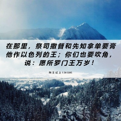 Picture 06 - 列 王 记 上 1:34 CUVS - 在 那 里 ， 祭 司 撒 督 和 先 知 拿 - Bible Verse Picture