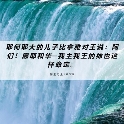 Picture 06 - 列 王 记 上 1:36 CUVS - 耶 何 耶 大 的 儿 子 比 拿 雅 对 王 - Bible Verse Picture
