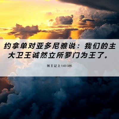 Picture 06 - 列 王 记 上 1:43 CUVS - 约 拿 单 对 亚 多 尼 雅 说 ： 我 们 - Bible Verse Picture