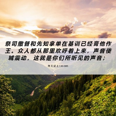 Picture 06 - 列 王 记 上 1:45 CUVS - 祭 司 撒 督 和 先 知 拿 单 在 基 训 - Bible Verse Picture