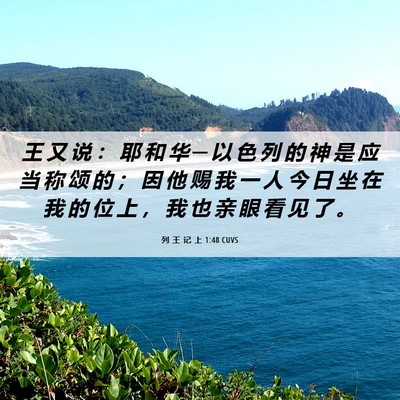 Picture 06 - 列 王 记 上 1:48 CUVS - 王 又 说 ： 耶 和 华 ─ 以 色 列 的 - Bible Verse Picture