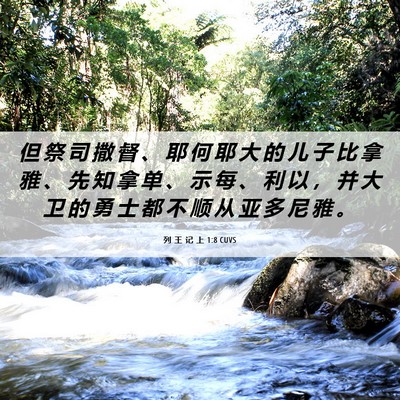 Picture 06 - 列 王 记 上 1:8 CUVS - 但 祭 司 撒 督 、 耶 何 耶 大 的 儿 - Bible Verse Picture