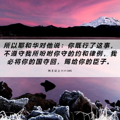 Picture 06 - 列 王 记 上 11:11 CUVS - 所 以 耶 和 华 对 他 说 ： 你 既 行 - Bible Verse Picture