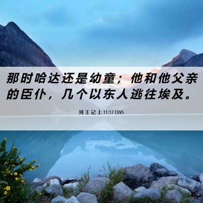 Picture 06 - 列 王 记 上 11:17 CUVS - 那 时 哈 达 还 是 幼 童 ； 他 和 他 - Bible Verse Picture