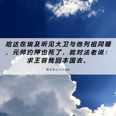 Picture 06 - 列 王 记 上 11:21 CUVS - 哈 达 在 埃 及 听 见 大 卫 与 他 列 - Bible Verse Picture