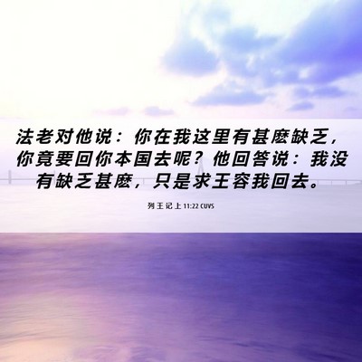 Picture 06 - 列 王 记 上 11:22 CUVS - 法 老 对 他 说 ： 你 在 我 这 里 有 - Bible Verse Picture
