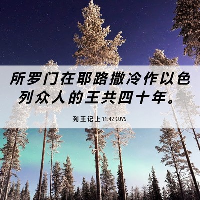 Picture 06 - 列 王 记 上 11:42 CUVS - 所 罗 门 在 耶 路 撒 冷 作 以 色 列 - Bible Verse Picture