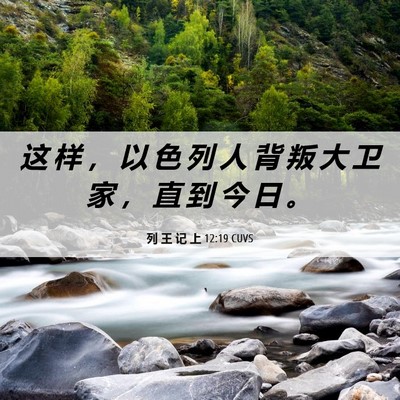 Picture 06 - 列 王 记 上 12:19 CUVS - 这 样 ， 以 色 列 人 背 叛 大 卫 家 - Bible Verse Picture