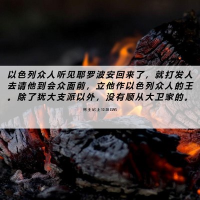 Picture 06 - 列 王 记 上 12:20 CUVS - 以 色 列 众 人 听 见 耶 罗 波 安 回 - Bible Verse Picture