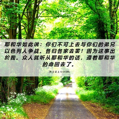 Picture 06 - 列 王 记 上 12:24 CUVS - 耶 和 华 如 此 说 ： 你 们 不 可 上 - Bible Verse Picture