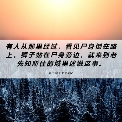 Picture 06 - 列 王 记 上 13:25 CUVS - 有 人 从 那 里 经 过 ， 看 见 尸 身 - Bible Verse Picture