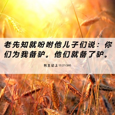 Picture 06 - 列 王 记 上 13:27 CUVS - 老 先 知 就 吩 咐 他 儿 子 们 说 ： - Bible Verse Picture