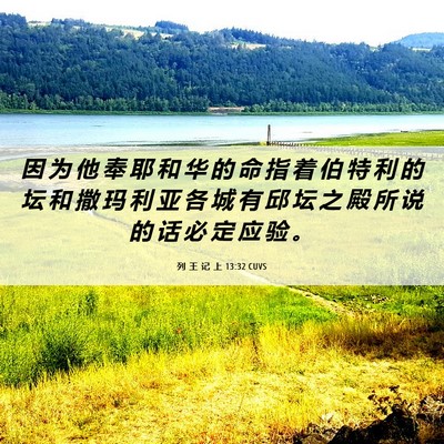 Picture 06 - 列 王 记 上 13:32 CUVS - 因 为 他 奉 耶 和 华 的 命 指 着 伯 - Bible Verse Picture