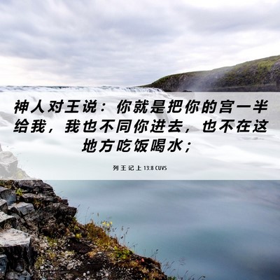 Picture 06 - 列 王 记 上 13:8 CUVS - 神 人 对 王 说 ： 你 就 是 把 你 的 - Bible Verse Picture