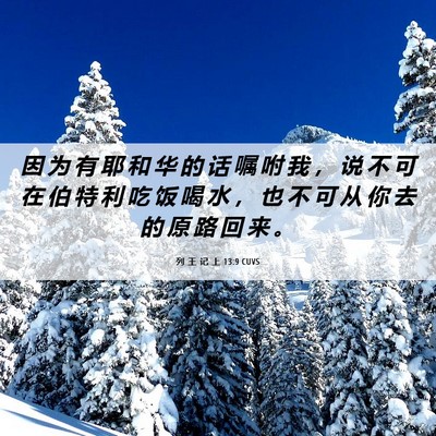 Picture 06 - 列 王 记 上 13:9 CUVS - 因 为 有 耶 和 华 的 话 嘱 咐 我 ， - Bible Verse Picture