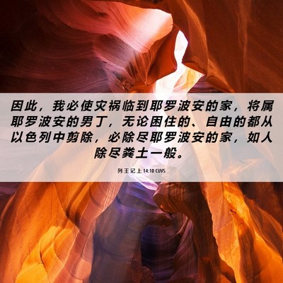 Picture 06 - 列 王 记 上 14:10 CUVS - 因 此 ， 我 必 使 灾 祸 临 到 耶 罗 - Bible Verse Picture