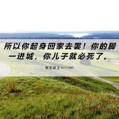 Picture 06 - 列 王 记 上 14:12 CUVS - 所 以 你 起 身 回 家 去 罢 ！ 你 的 - Bible Verse Picture