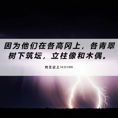 Picture 06 - 列 王 记 上 14:23 CUVS - 因 为 他 们 在 各 高 冈 上 ， 各 青 - Bible Verse Picture