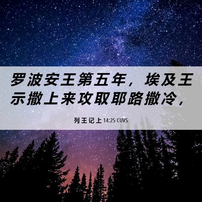 Picture 06 - 列 王 记 上 14:25 CUVS - 罗 波 安 王 第 五 年 ， 埃 及 王 示 - Bible Verse Picture