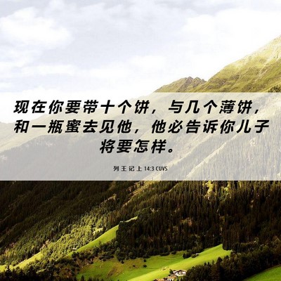 Picture 06 - 列 王 记 上 14:3 CUVS - 现 在 你 要 带 十 个 饼 ， 与 几 个 - Bible Verse Picture