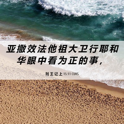 Picture 06 - 列 王 记 上 15:11 CUVS - 亚 撒 效 法 他 祖 大 卫 行 耶 和 华 - Bible Verse Picture