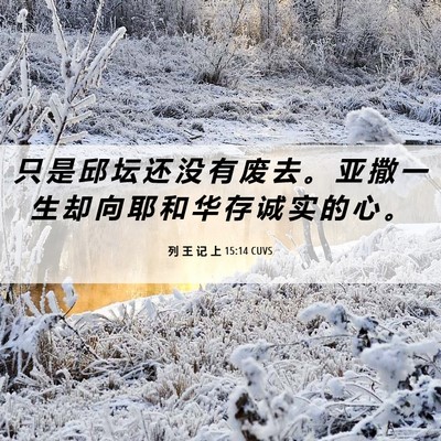 Picture 06 - 列 王 记 上 15:14 CUVS - 只 是 邱 坛 还 没 有 废 去 。 亚 撒 - Bible Verse Picture