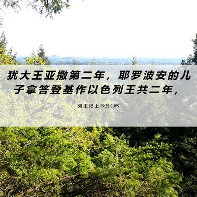 Picture 06 - 列 王 记 上 15:25 CUVS - 犹 大 王 亚 撒 第 二 年 ， 耶 罗 波 - Bible Verse Picture