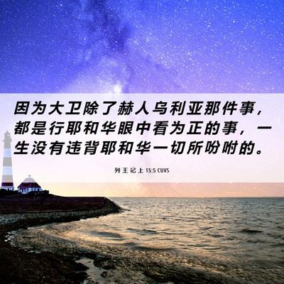 Picture 06 - 列 王 记 上 15:5 CUVS - 因 为 大 卫 除 了 赫 人 乌 利 亚 那 - Bible Verse Picture