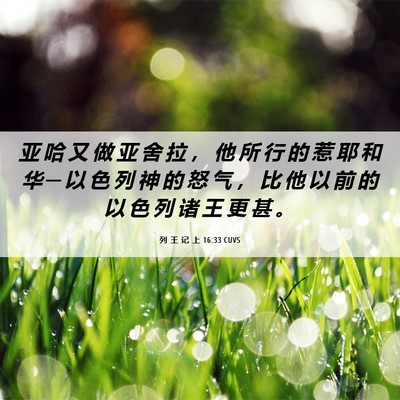 Picture 06 - 列 王 记 上 16:33 CUVS - 亚 哈 又 做 亚 舍 拉 ， 他 所 行 的 - Bible Verse Picture