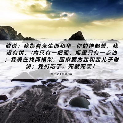 Picture 06 - 列 王 记 上 17:12 CUVS - 他 说 ： 我 指 着 永 生 耶 和 华 ─ - Bible Verse Picture